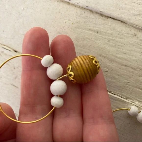 Handcrafted Boho Vibes Beaded Dangling Hoop Earrings - Picture 3 of 6